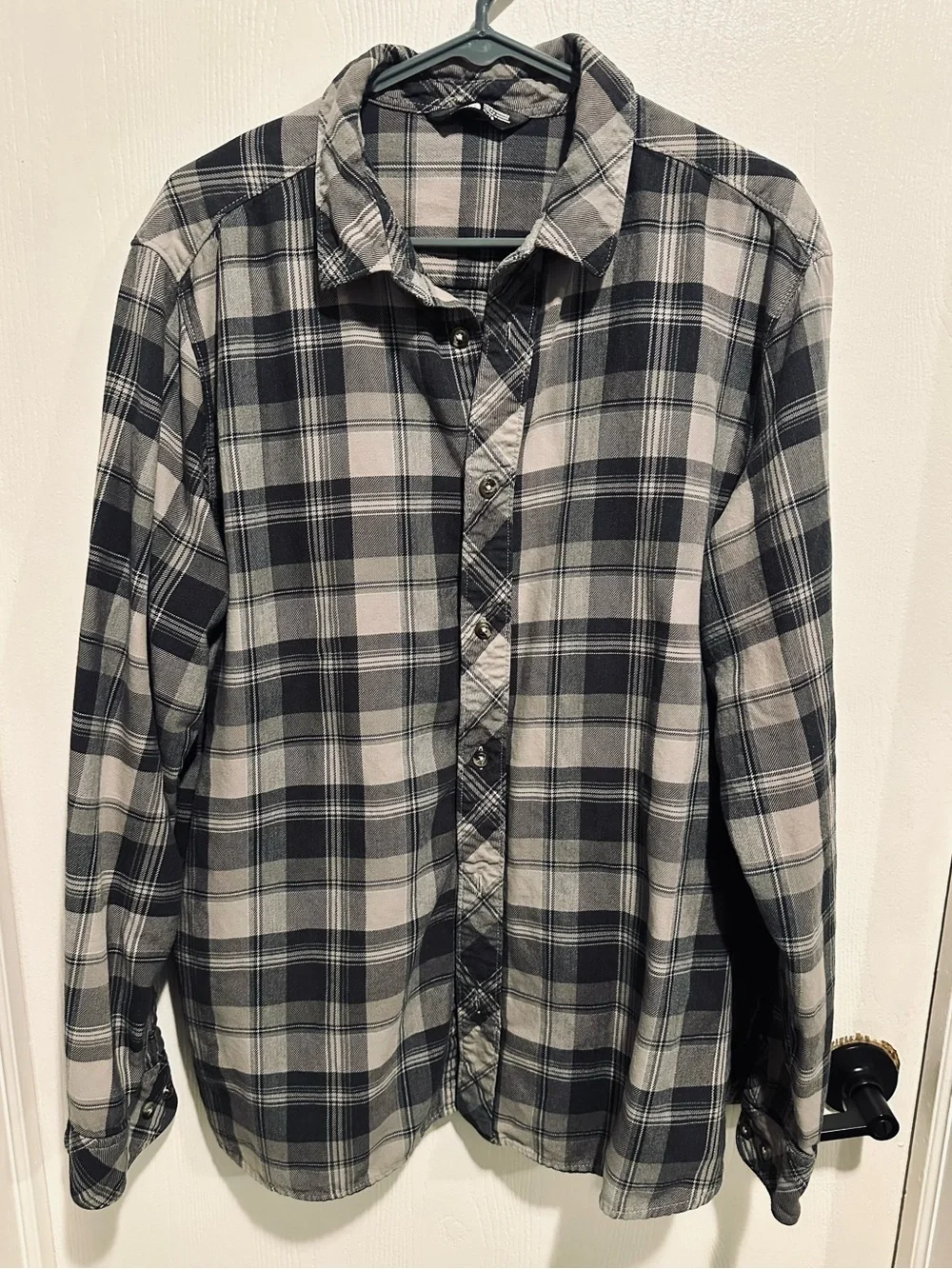 The North Face Black and Gray Plaid Button-Down Shirt